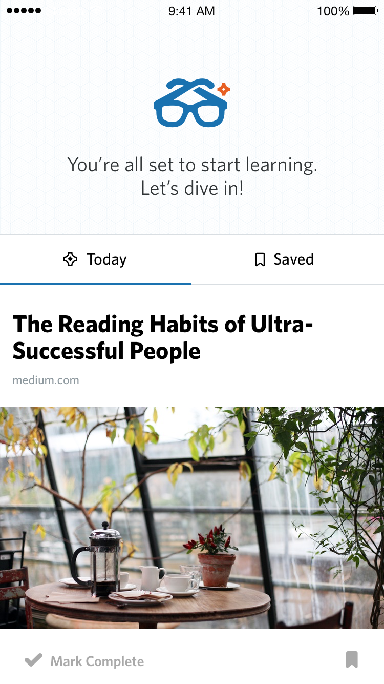 Degreed mobile app daily learning screen
